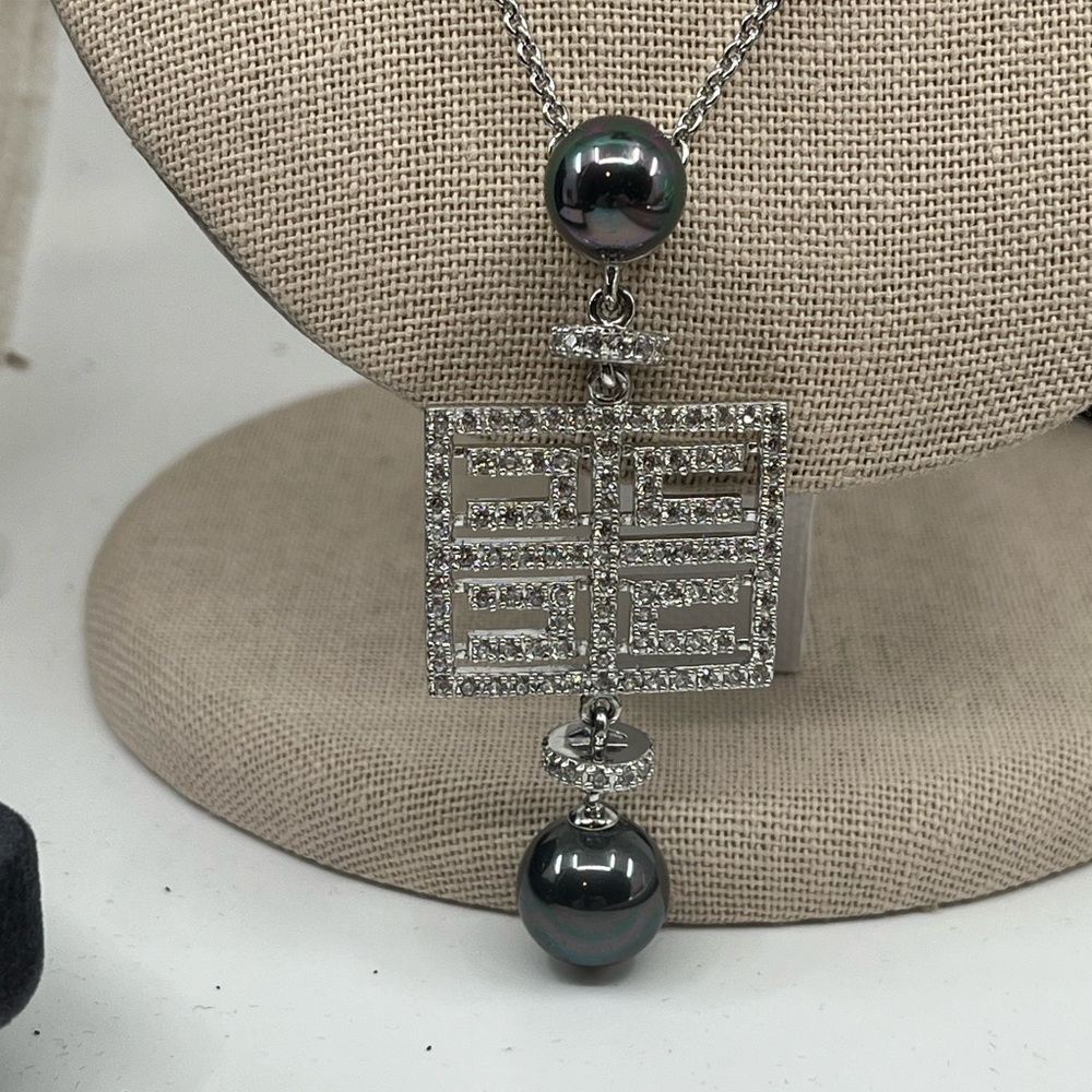 Joseph Esposito 925 Diamonique Necklace with Black Cultured Pearls – 18-20" - Picture 4 of 16